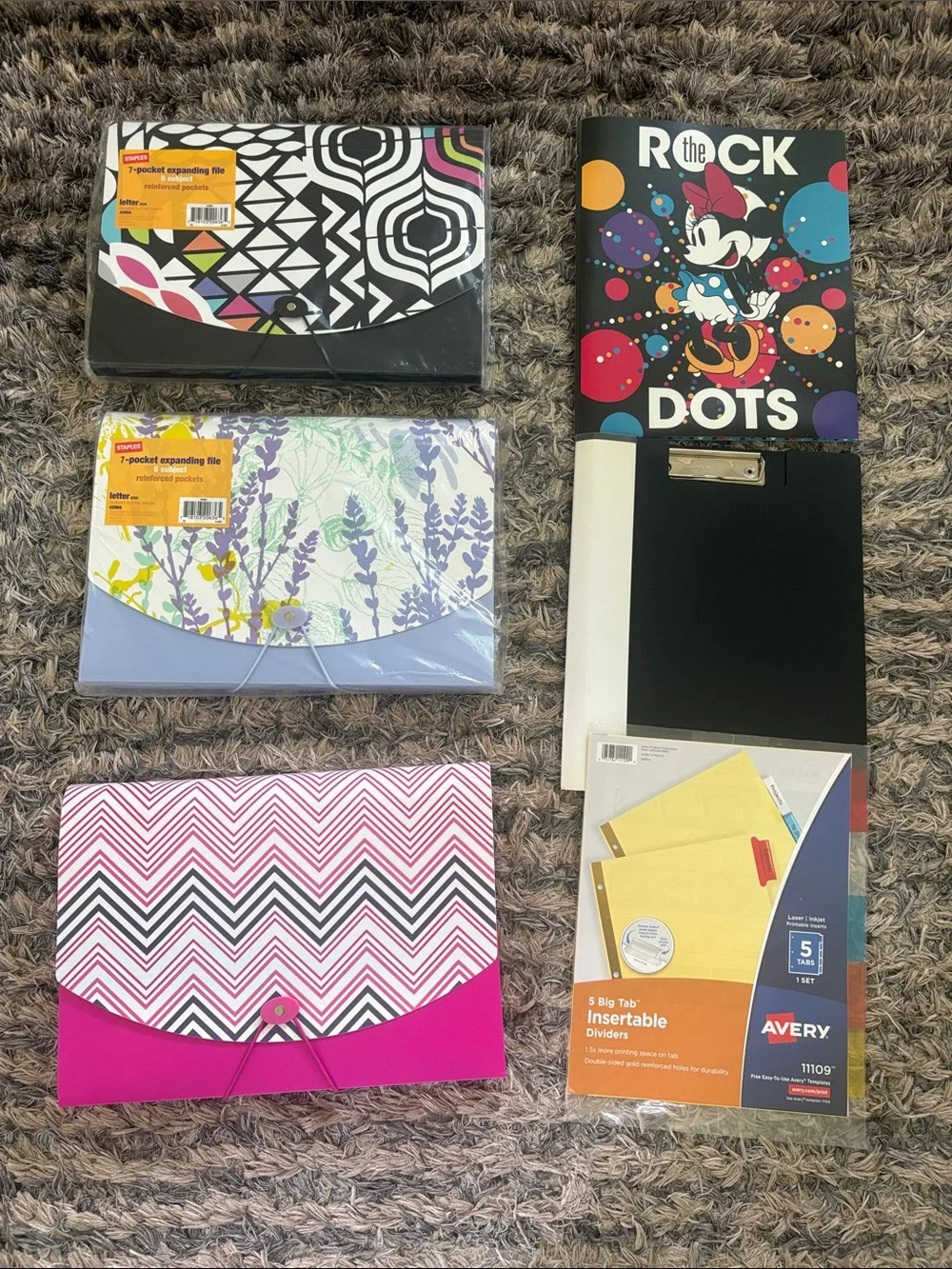 Pink, Lavender and Black Expanding File & Folder Set of 3, with Free Gifts